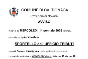 Calendario Sportello Ufficio Tributi a Caltignaga
